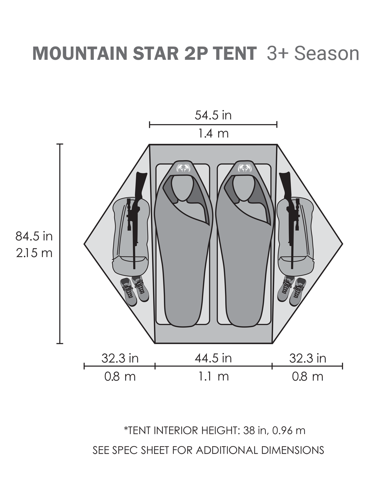 Mountain Star 2 Person Tent | Gunmetal-Camel - 图片 16